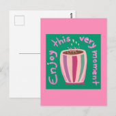 この楽しむ瞬間ホットコーヒーカップ引用文 ポストカード (正面/裏面)