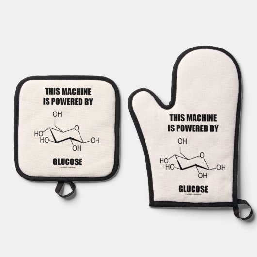 この機械はグルコース化学を動力とする 鍋つかみ&鍋敷きセット (正面)