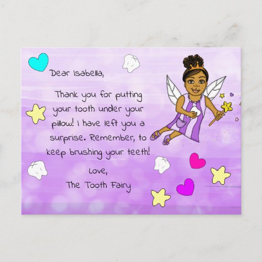 この歯の妖精に子どもの名前を追加する ポストカード (正面)