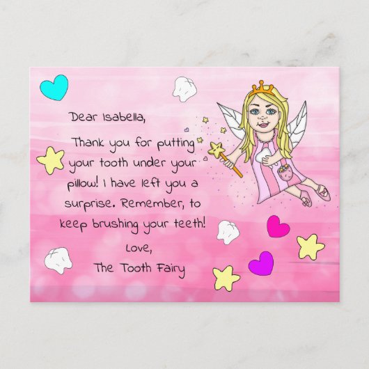 この歯の妖精に子どもの名前を追加する ポストカード (正面)