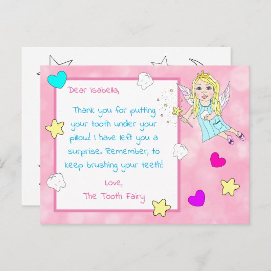この歯の妖精カードに子供の名前を追加 ポストカード (正面/裏面)