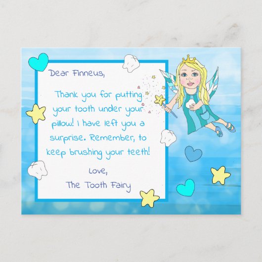 この歯の妖精カードに子供の名前を追加 ポストカード (正面)