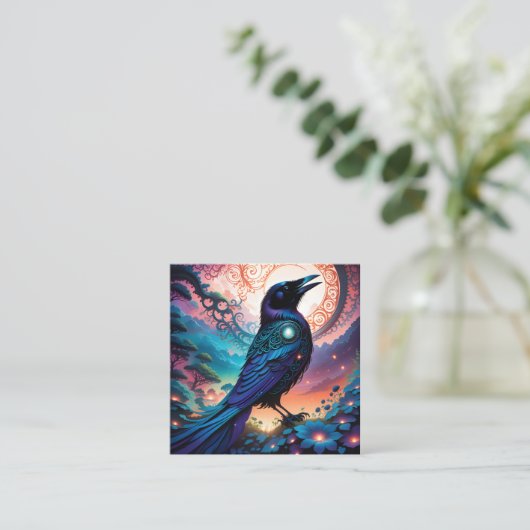 この波立ったシルエットイラストレーションは単に峡谷である スクエア名刺 (スタンド正面)