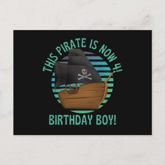 この海賊は4歳の誕生日ボーイ ポストカード (正面)