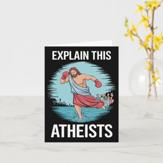 この無神論者イエスボクシング手袋を説明おもしろいする カード (黄色い花)