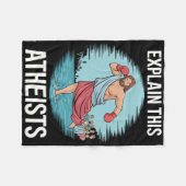 この無神論者イエスボクシング手袋を説明おもしろいする フリースブランケット (正面(横))