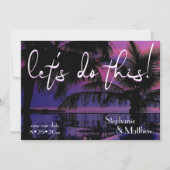 この熱帯のヤシの木で日付を保存しよう 招待状 (正面)