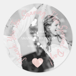 この特別な日をシェアしてくれてありがとう ハート ピンク ラウンドシール