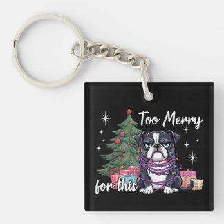 この犬にはクリスマスが楽しすぎる Funny Dog Christmas キーホルダー