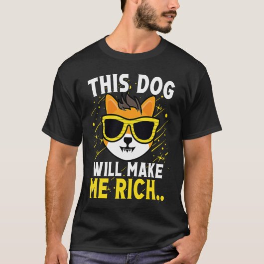 この犬はあなたを豊かな暗号通貨暗号にする Tシャツ (正面)