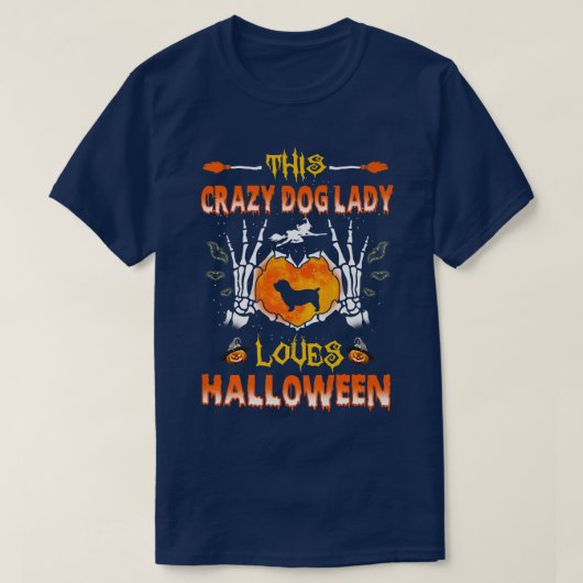この犬熱狂するの女性グレンは犬のハロウィーンを愛している Tシャツ (デザイン正面)