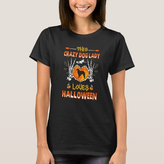 この犬熱狂するの女性ボルゾイは子犬ハロウィーンCを愛している Tシャツ (正面)