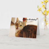 この猫がハッピーバースデーを望むようにして下さい! カード (黄色い花)