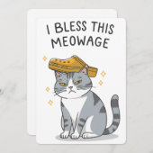 この猫の結婚を祝福する 面白い猫のウェディング 招待状 (正面/裏面)