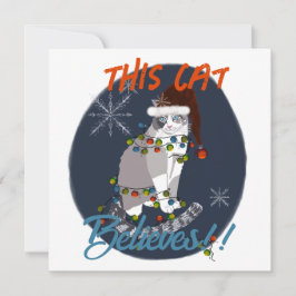 この猫はクリスマスを信じている ホリデーカード サンキューカード