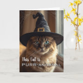 この猫はハロウィン魔女猫とともに超常現象だ カード (黄色い花)
