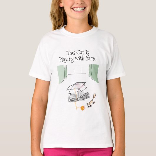 「この猫は」アニメ遊シリーズの糸 Tシャツ (正面)