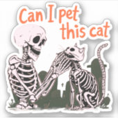 この猫を飼ってもいい？デザインおもしろい猫好き! シール (正面)