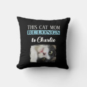 この猫ママの名前はブラックブルー クッション (正面)