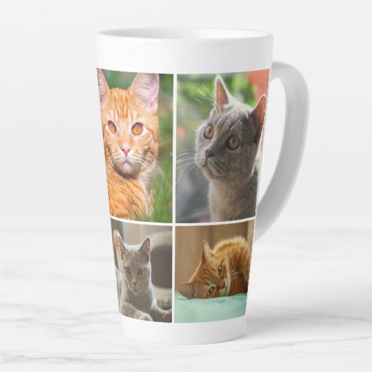 この猫ママは引用文写真カスタムコラージュ カフェラテマグ (右アングル)
