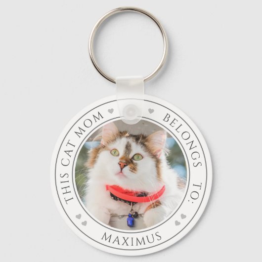 この猫ママは2子猫の写真カスタムの名前だ キーホルダー (正面)