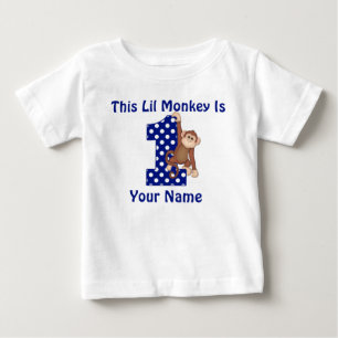 この猿パーソナライズされた初誕生日シャツ ベビーTシャツ