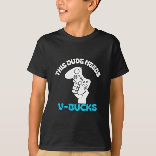 この男にはV Bucksが必要 おもしろTシャツ 少年ゲーマー向け Tシャツ (正面)