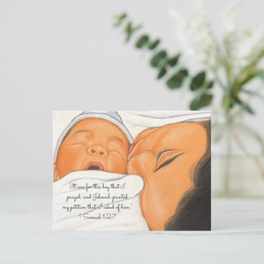 この男の子のために祈私はハガキの生まれだけで生まれたばかりのす ポストカード (スタンド正面)