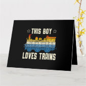 この男の子は列車の恋人の鉄道機関車トラを愛している カード (黄色い花)