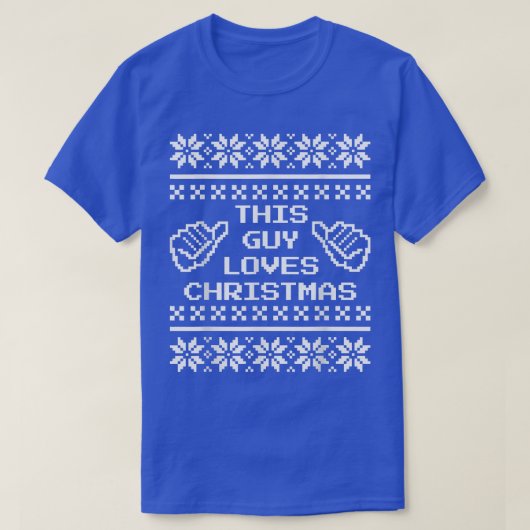 この男はクリスマスの醜いセーターの模様のピエル大好き Tシャツ (デザイン正面)