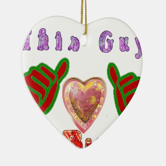 この男はビッグ・ギフト・アートプリントが大好き セラミックオーナメント (右)