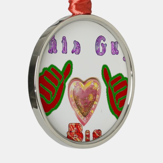 この男はビッグ・ギフト・アートプリントが大好き メタルオーナメント (右)