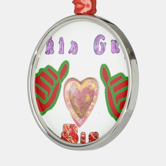 この男はビッグ・ギフト・アートプリントが大好き メタルオーナメント (左)