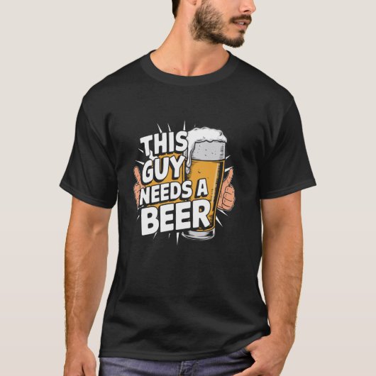 この男はビールが飲みたい Tシャツ (正面)
