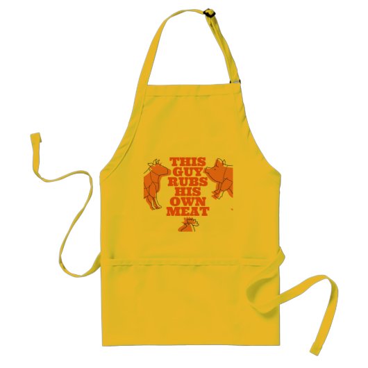 この男は彼の生肉デザイン大人エプロンをこする スタンダードエプロン (正面)