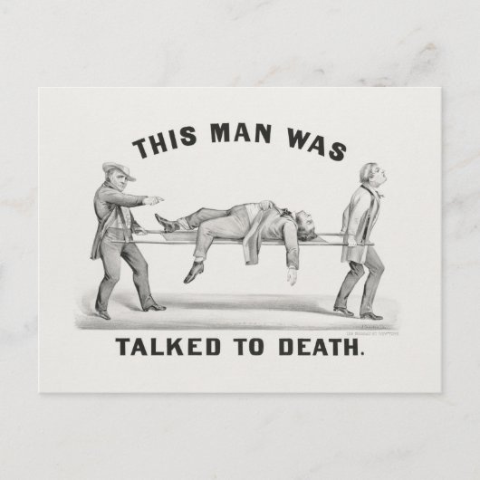 この男性は死ぬまで話し込まれた (1873 ポストカード (正面)