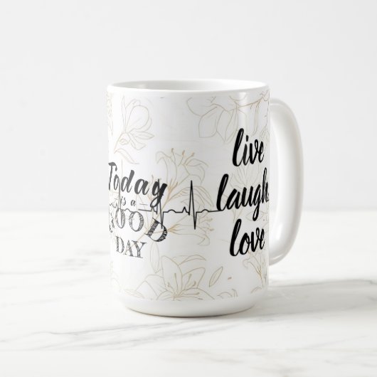 この白いマグを使エレガント用した陽性 コーヒーマグカップ (正面右)