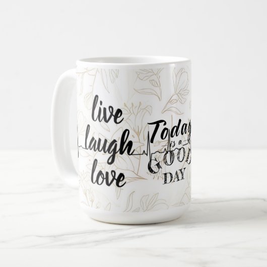 この白いマグを使エレガント用した陽性 コーヒーマグカップ (正面左)