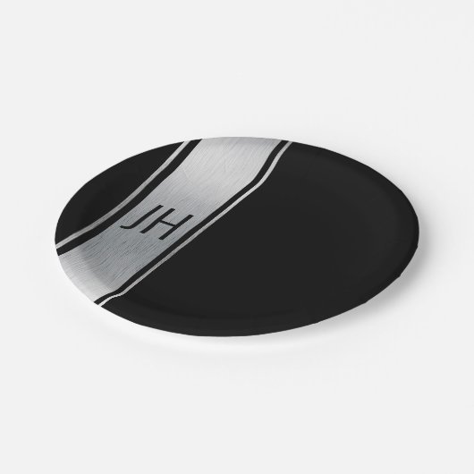 この白黒の貴族バチュラーパーティ紙p ペーパープレート (アングル)