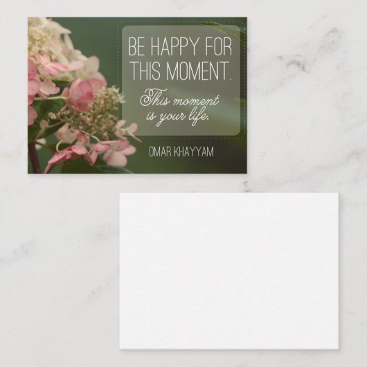 「この瞬間を幸せにしよう」感動的引用文 ノートカード (正面/裏面)
