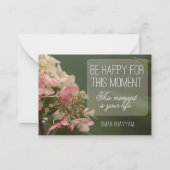 「この瞬間を幸せにしよう」感動的引用文 ノートカード (正面)