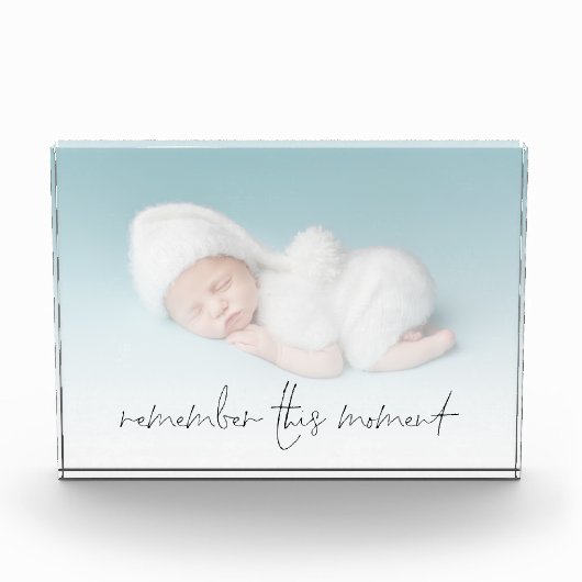 この瞬間を記憶する生まれたばかりのベビー写真 フォトブロック (正面)