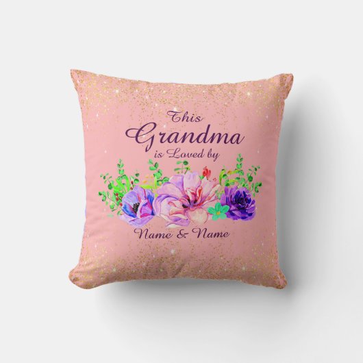 この祖母が愛する名前の追加または編集フローラ クッション (正面)
