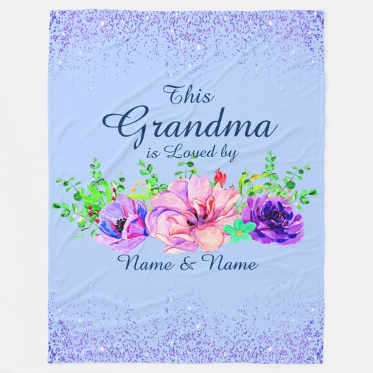 この祖母が愛する名前の追加または編集フローラ フリースブランケット (正面)