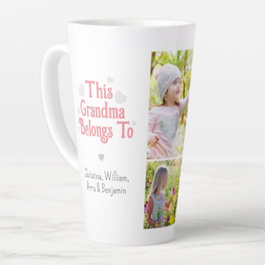 この祖母は子供の名前フォトコラージュに属している カフェラテマグ (左アングル)