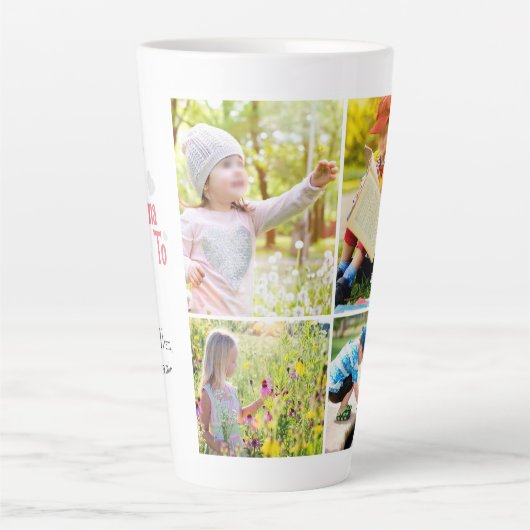 この祖母は子供の名前フォトコラージュに属している カフェラテマグ (正面)