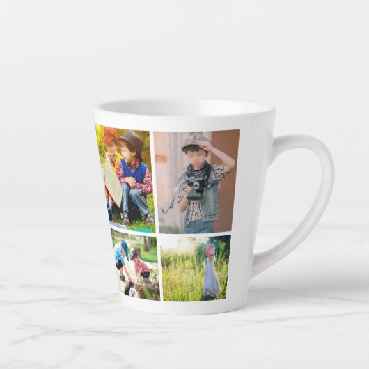 この祖母は子供の名前フォトコラージュに属している カフェラテマグ (右)