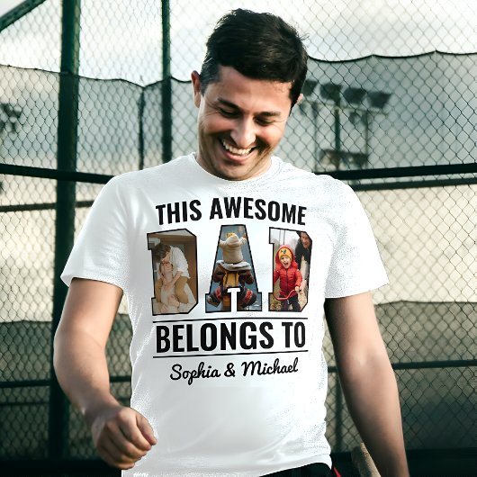 この素晴らしパパパーソナライズされたの写真と子供の名前 Tシャツ