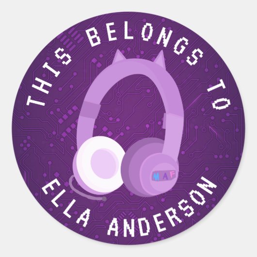 この紫色のゲーマー名は誰のもの ラウンドシール (正面)