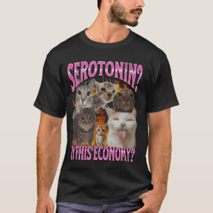 この経済におけるセロトニン 笑える猫ミーム海賊版G Tシャツ